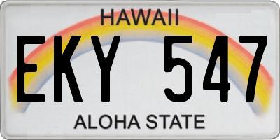 HI license plate EKY547