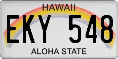HI license plate EKY548