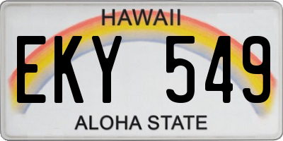 HI license plate EKY549