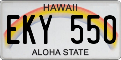 HI license plate EKY550