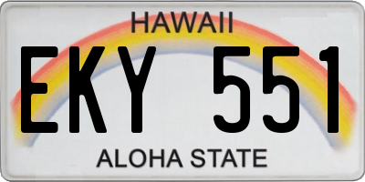 HI license plate EKY551