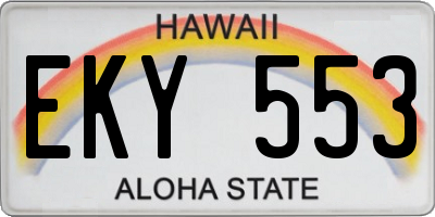HI license plate EKY553