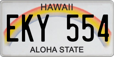 HI license plate EKY554