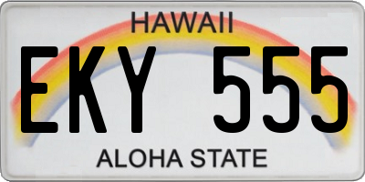 HI license plate EKY555