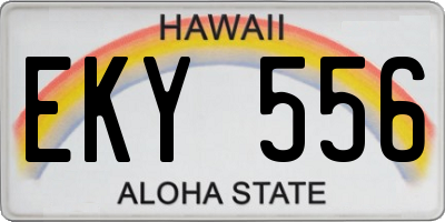 HI license plate EKY556