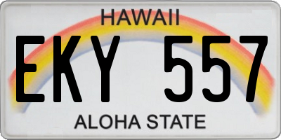 HI license plate EKY557