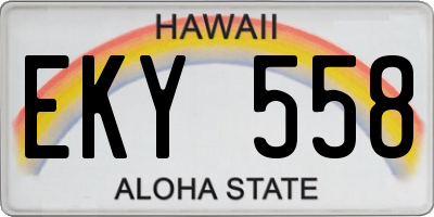 HI license plate EKY558
