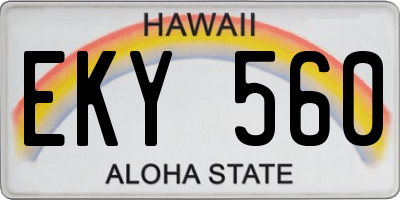 HI license plate EKY560
