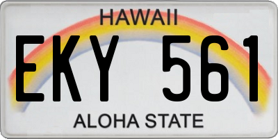 HI license plate EKY561