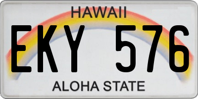 HI license plate EKY576