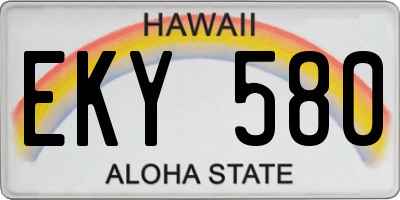 HI license plate EKY580