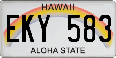 HI license plate EKY583