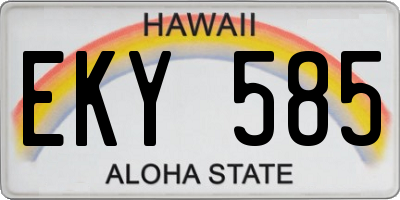 HI license plate EKY585
