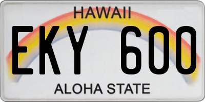 HI license plate EKY600