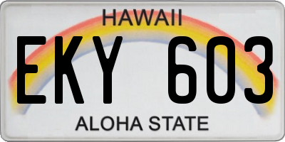 HI license plate EKY603