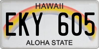 HI license plate EKY605