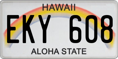 HI license plate EKY608
