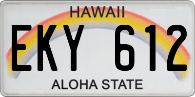 HI license plate EKY612