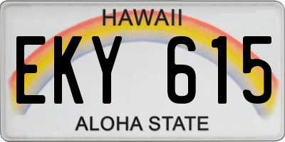 HI license plate EKY615