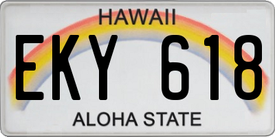 HI license plate EKY618