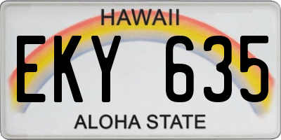 HI license plate EKY635