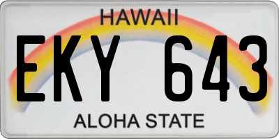 HI license plate EKY643