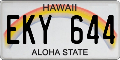 HI license plate EKY644