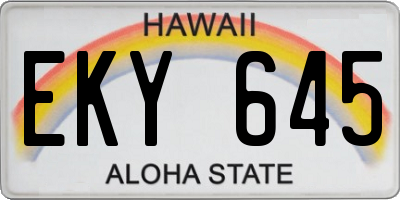 HI license plate EKY645