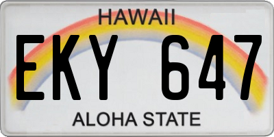 HI license plate EKY647