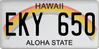 HI license plate EKY650