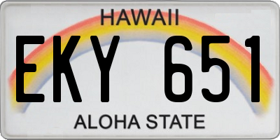 HI license plate EKY651