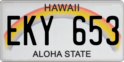 HI license plate EKY653