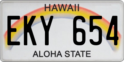 HI license plate EKY654