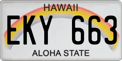 HI license plate EKY663