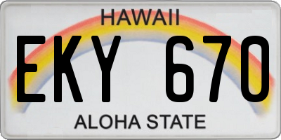 HI license plate EKY670