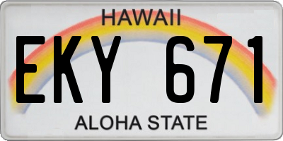 HI license plate EKY671