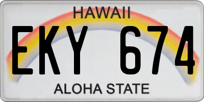 HI license plate EKY674