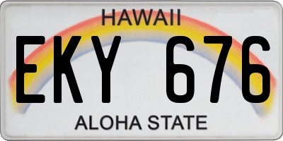 HI license plate EKY676