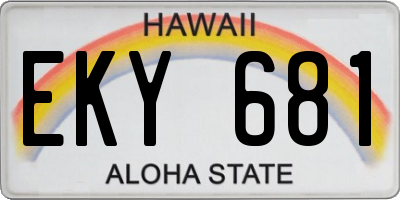 HI license plate EKY681