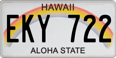 HI license plate EKY722