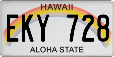 HI license plate EKY728