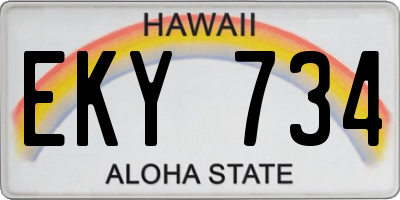 HI license plate EKY734
