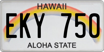 HI license plate EKY750