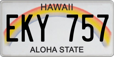 HI license plate EKY757