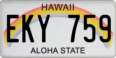 HI license plate EKY759