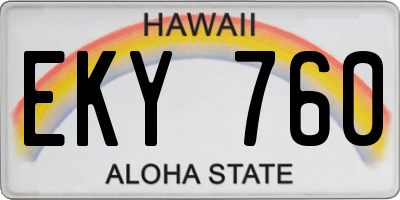 HI license plate EKY760