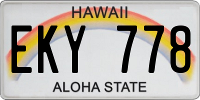 HI license plate EKY778