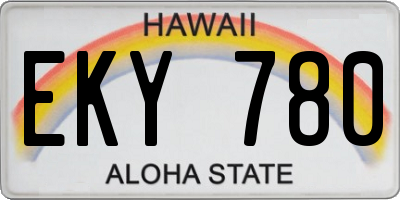 HI license plate EKY780