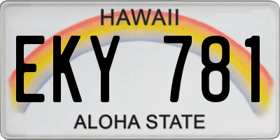 HI license plate EKY781