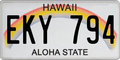 HI license plate EKY794